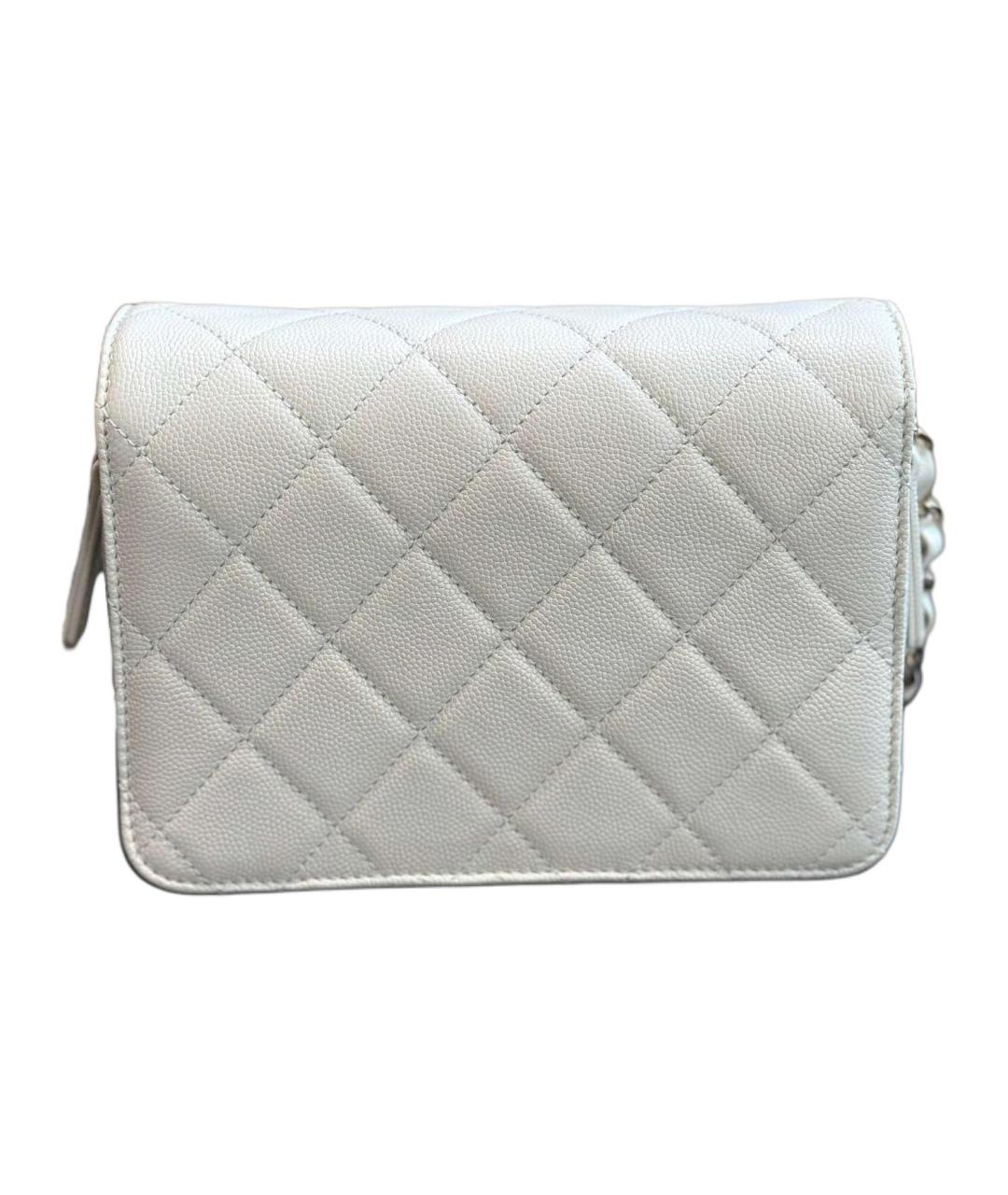 CHANEL Белая кожаная сумка через плечо, фото 3