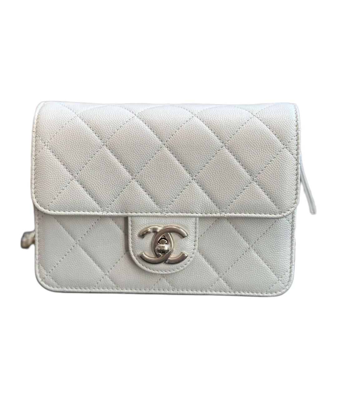 CHANEL Белая кожаная сумка через плечо, фото 1