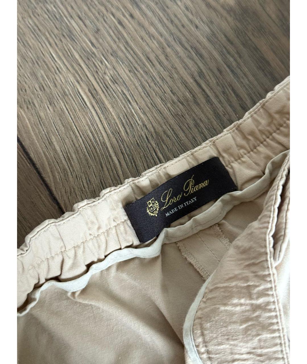 LORO PIANA Бежевые хлопковые брюки широкие, фото 3