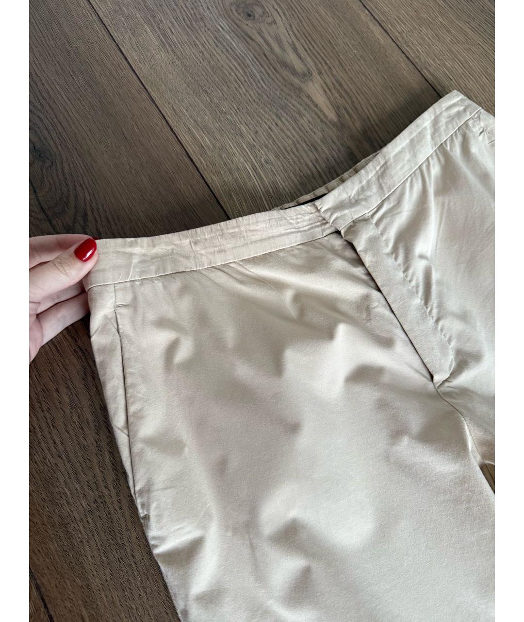 LORO PIANA Бежевые хлопковые брюки широкие, фото 7