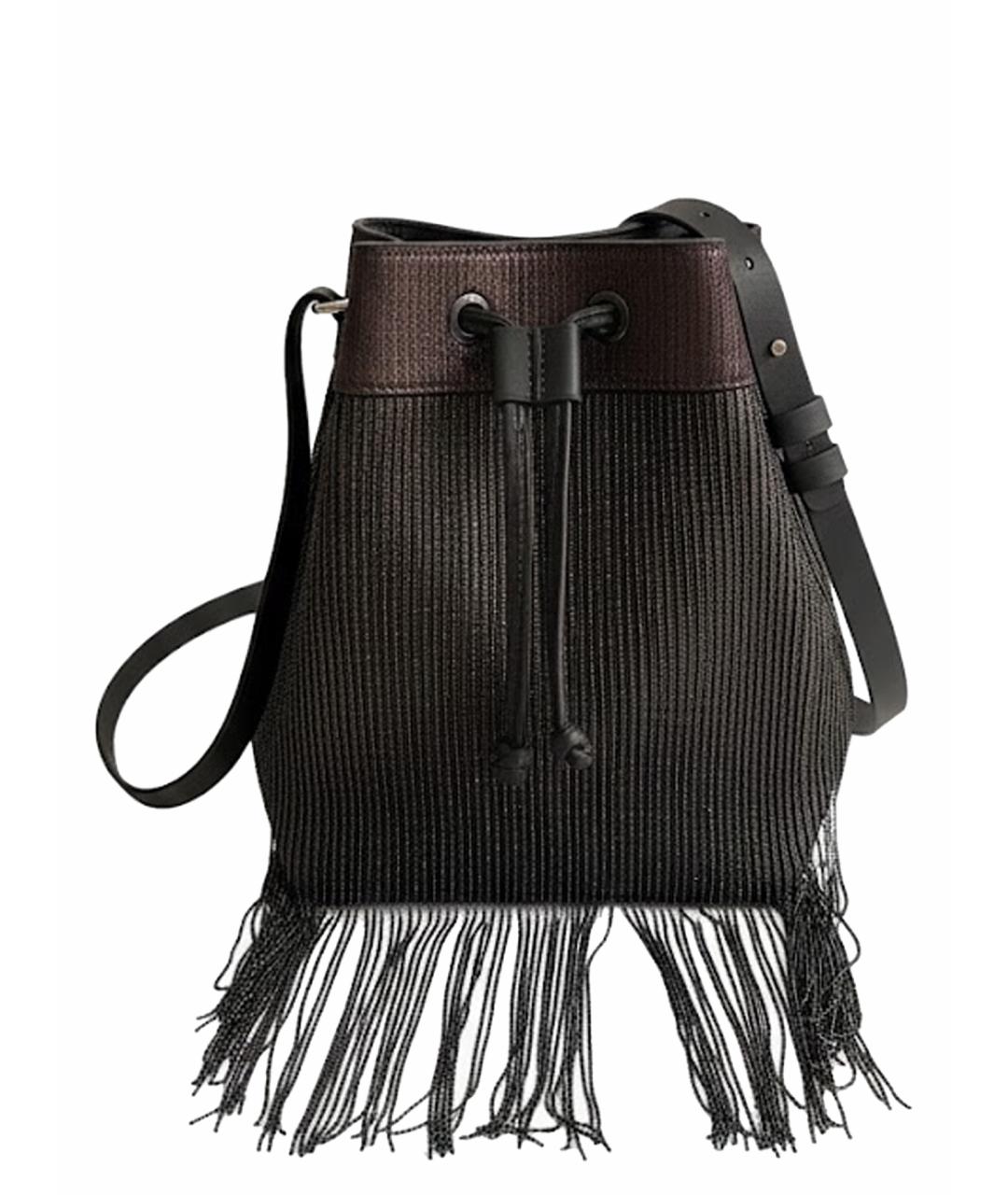 BRUNELLO CUCINELLI Антрацитовая кожаная сумка через плечо, фото 1