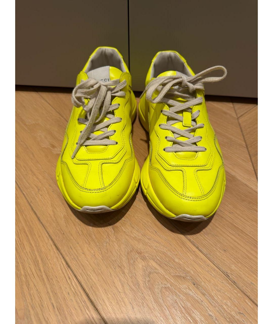 GUCCI Желтые кожаные кроссовки, фото 2