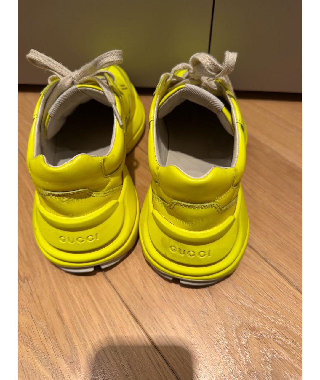 GUCCI Желтые кожаные кроссовки, фото 3