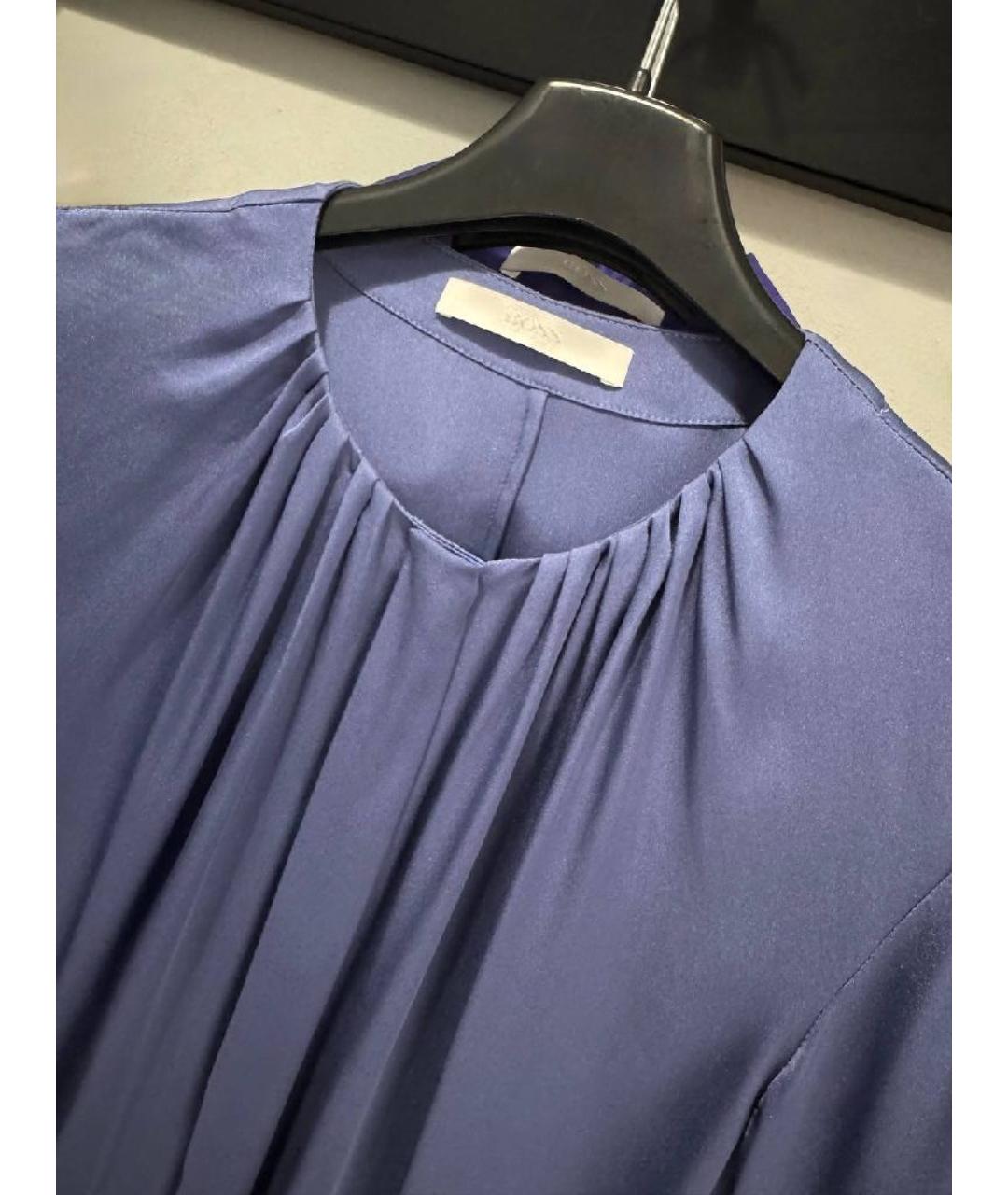 HUGO BOSS Синяя шелковая блузы, фото 6