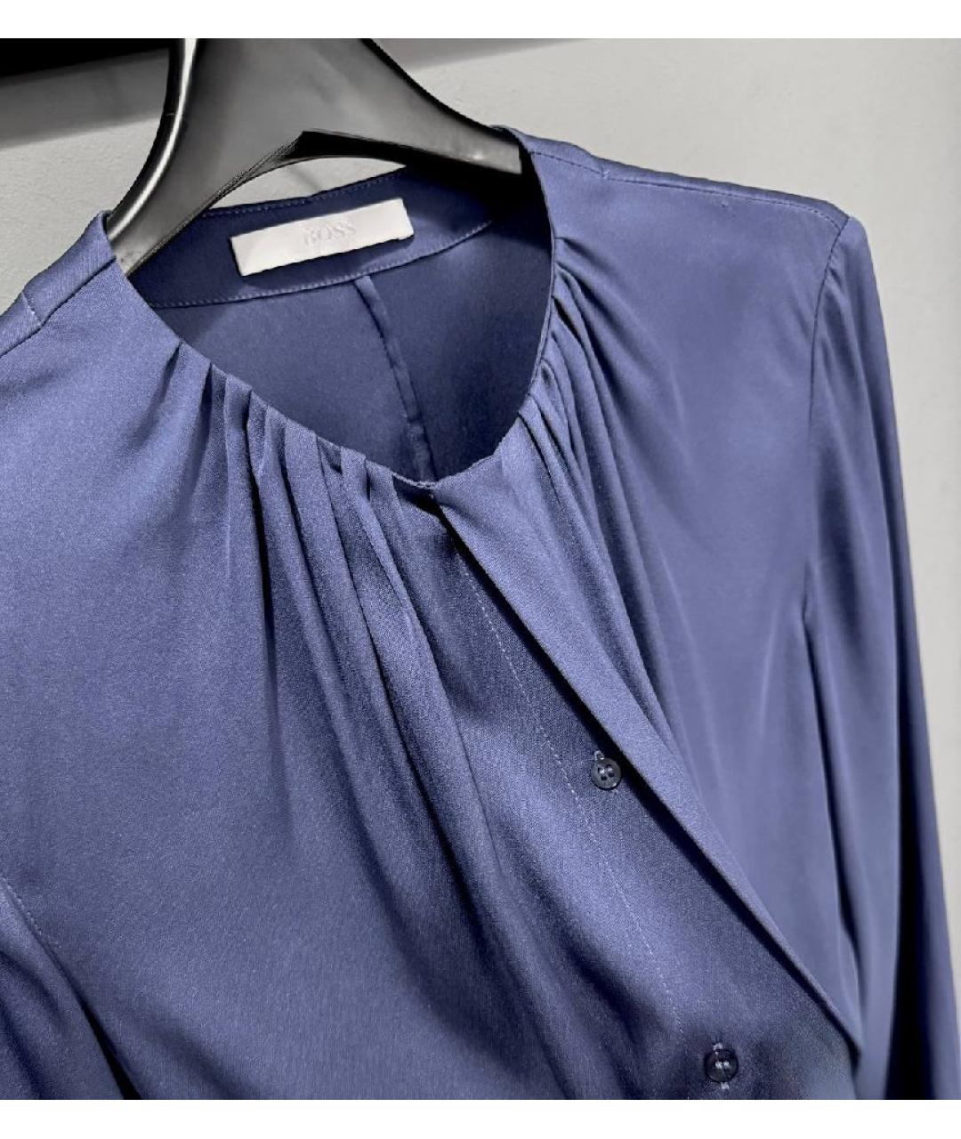 HUGO BOSS Синяя шелковая блузы, фото 4