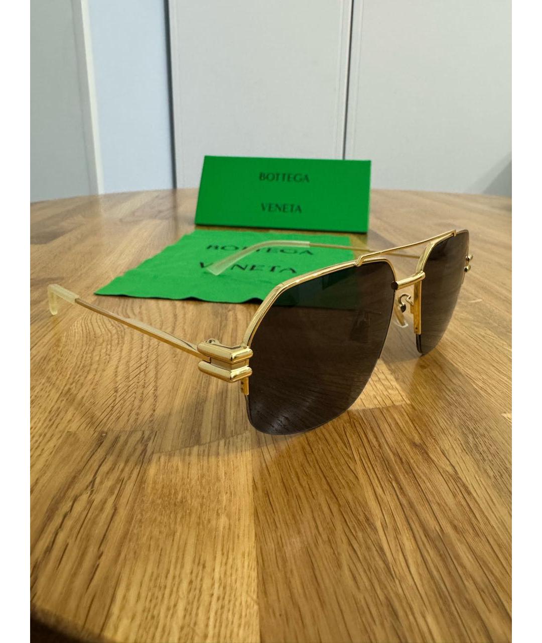 BOTTEGA VENETA Коричневые металлические солнцезащитные очки, фото 2