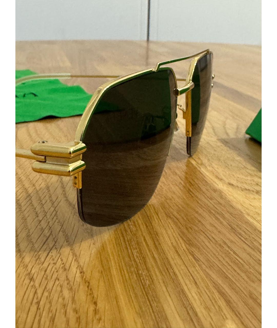 BOTTEGA VENETA Коричневые металлические солнцезащитные очки, фото 3