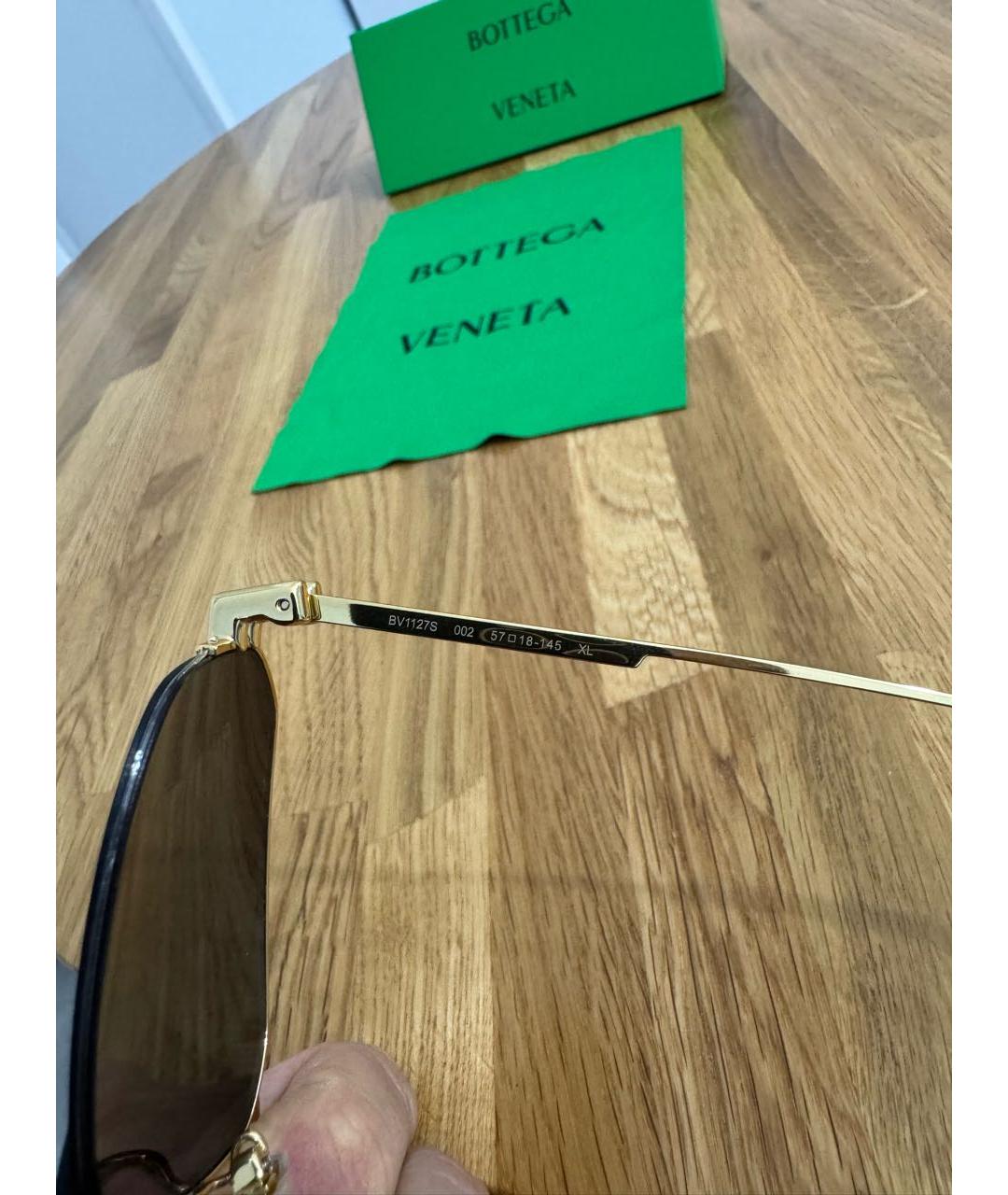 BOTTEGA VENETA Коричневые металлические солнцезащитные очки, фото 6
