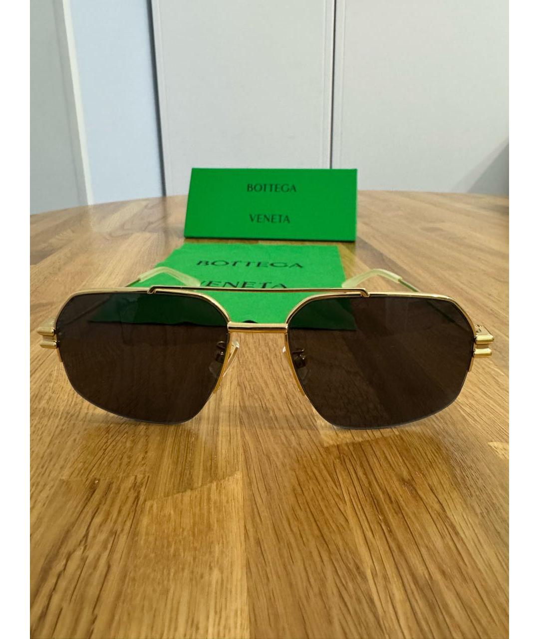 BOTTEGA VENETA Коричневые металлические солнцезащитные очки, фото 7