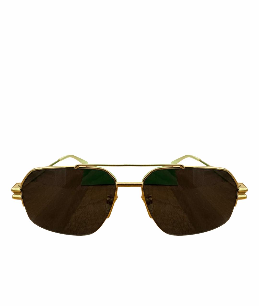BOTTEGA VENETA Коричневые металлические солнцезащитные очки, фото 1