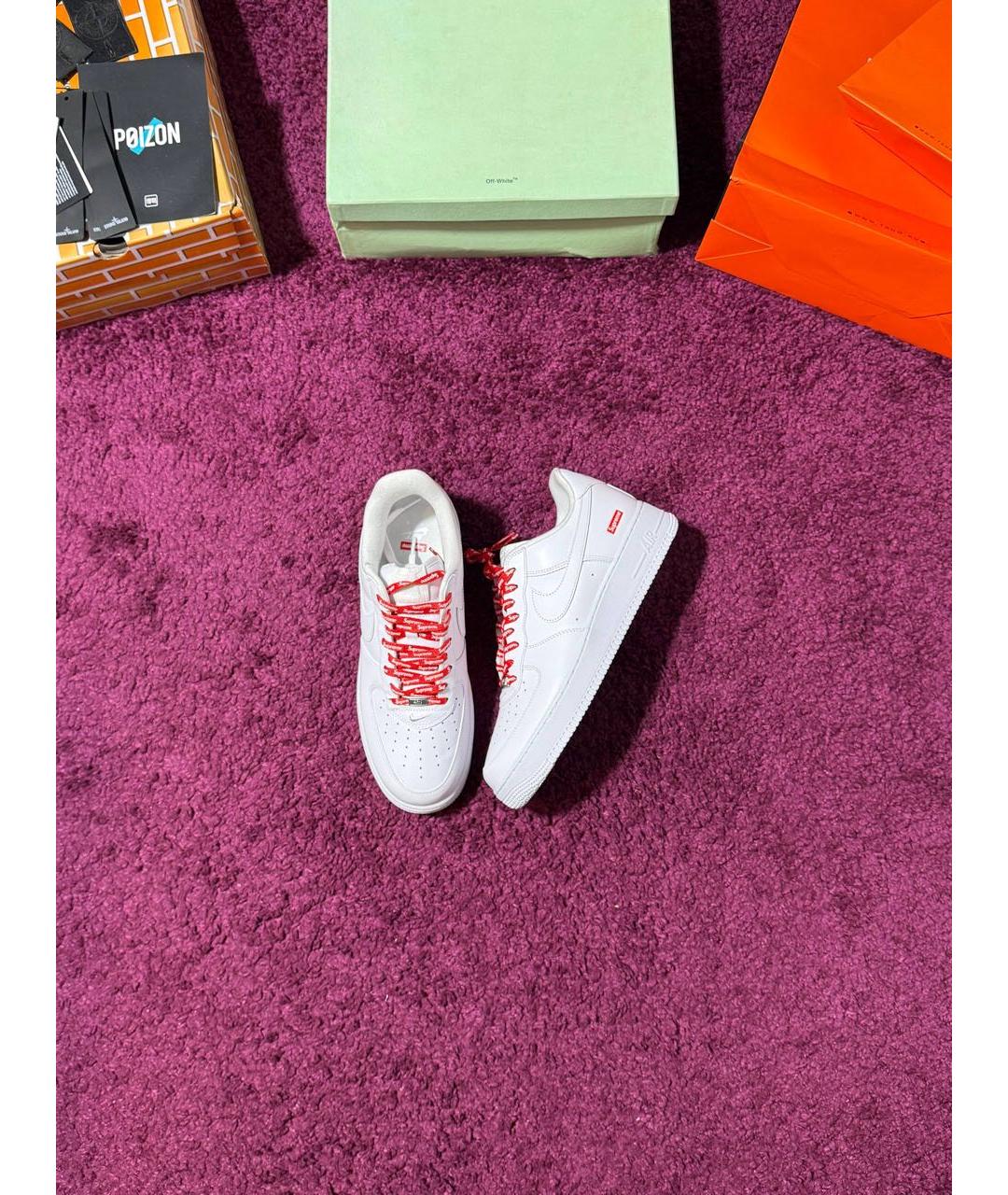 SUPREME Белые кожаные низкие кроссовки / кеды, фото 4