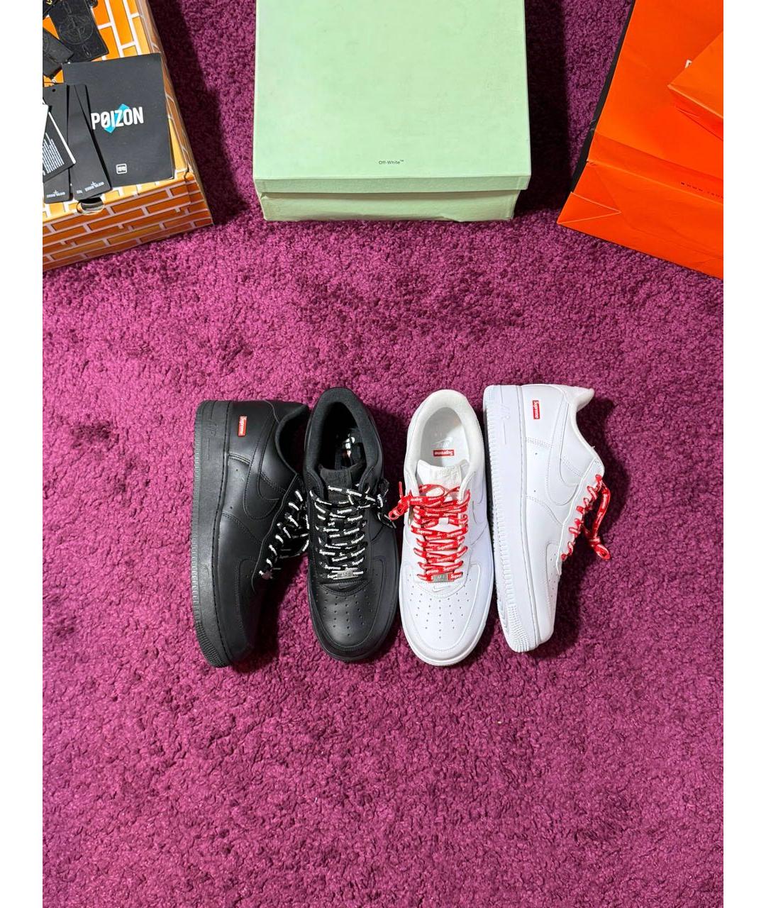 SUPREME Черные кожаные низкие кроссовки / кеды, фото 2