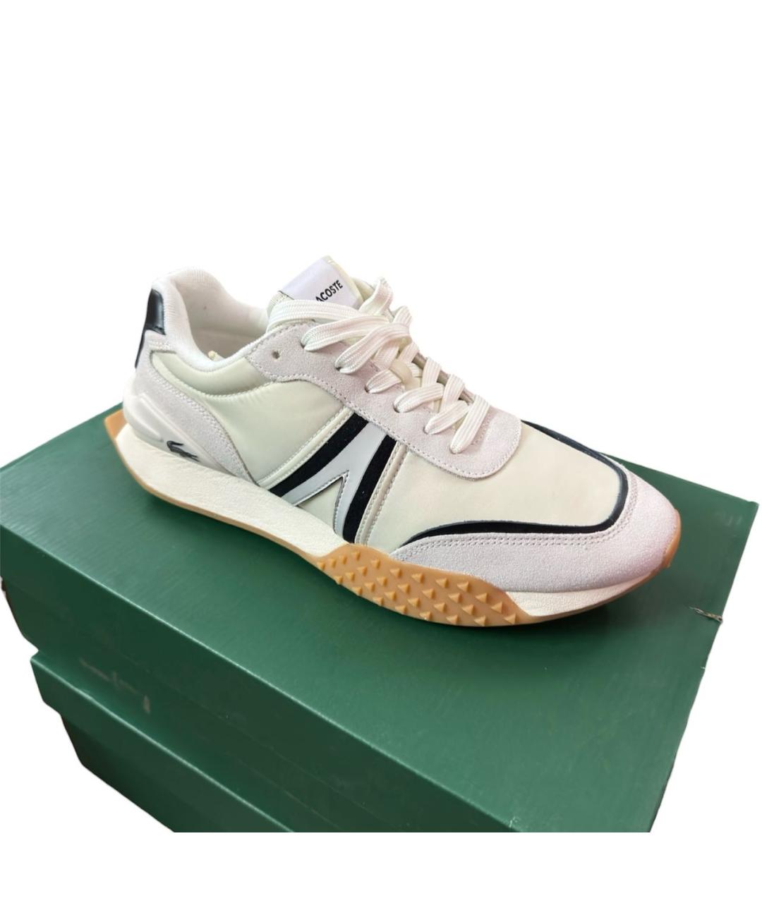 LACOSTE Бежевые текстильные низкие кроссовки / кеды, фото 4