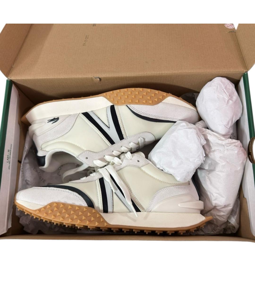 LACOSTE Бежевые текстильные низкие кроссовки / кеды, фото 5