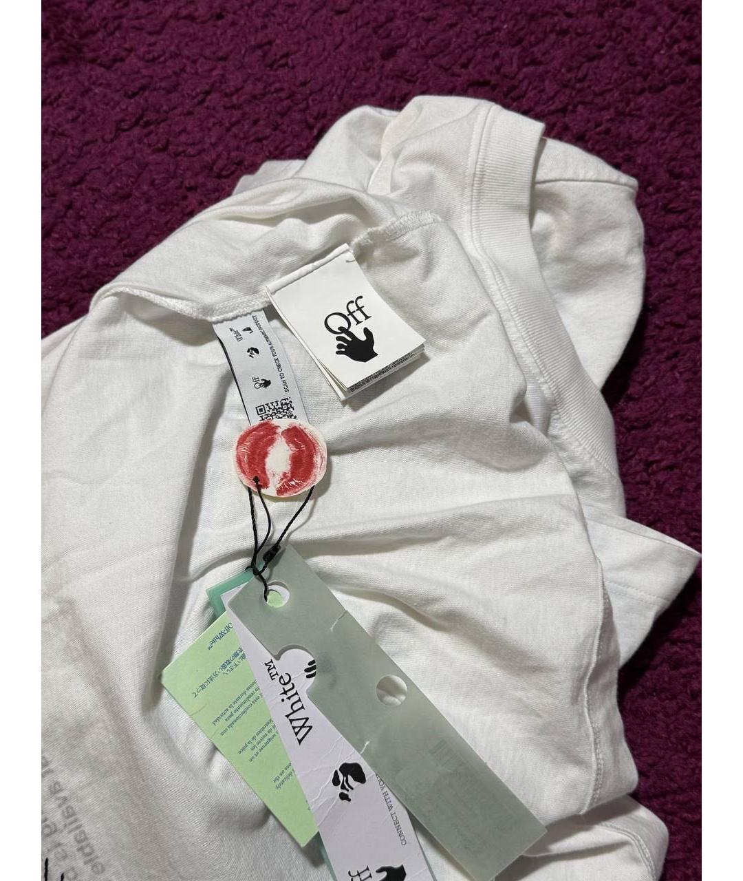 OFF-WHITE Белая хлопковая футболка, фото 3