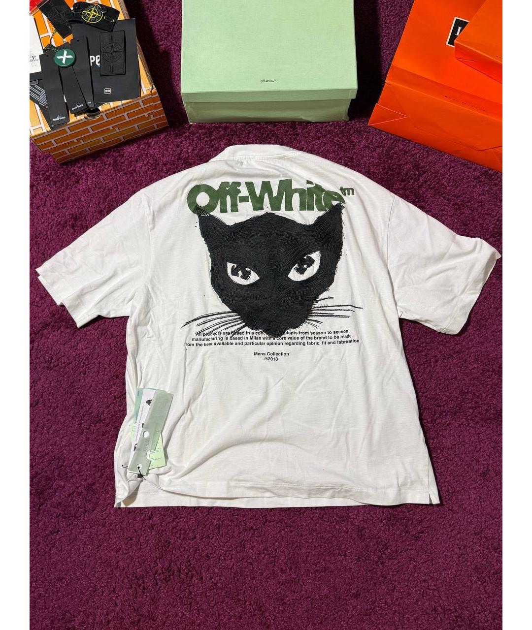 OFF-WHITE Белая хлопковая футболка, фото 2