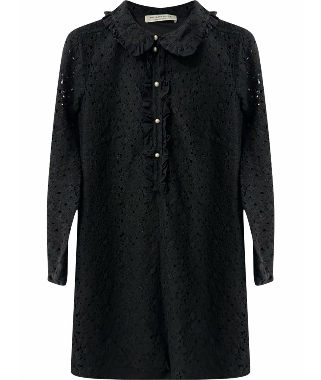 PHILOSOPHY DI LORENZO SERAFINI Черное хлопковое повседневное платье, фото 1