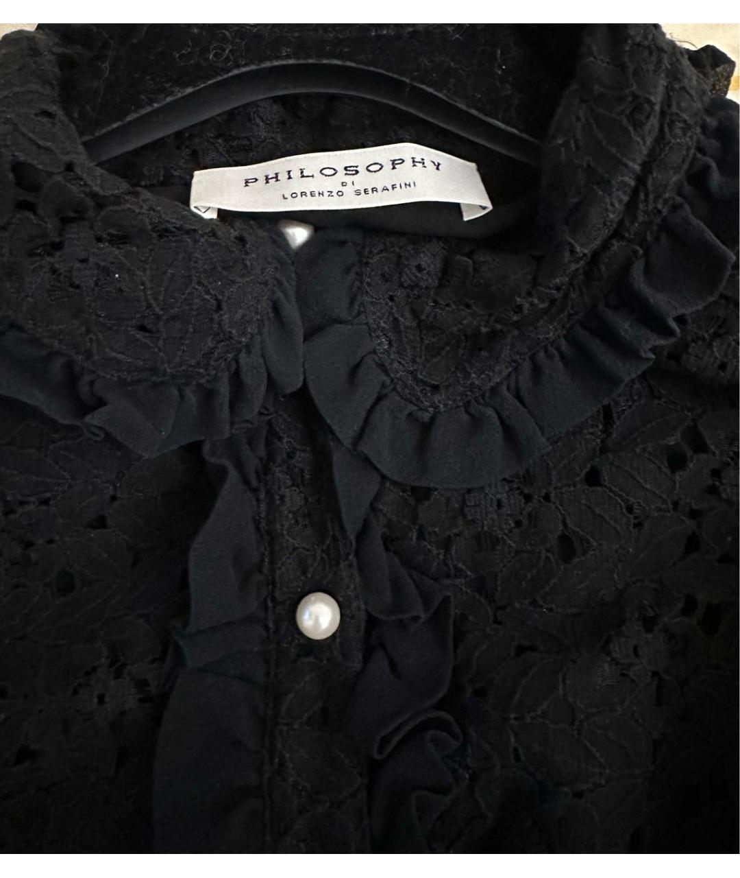 PHILOSOPHY DI LORENZO SERAFINI Черное хлопковое повседневное платье, фото 4