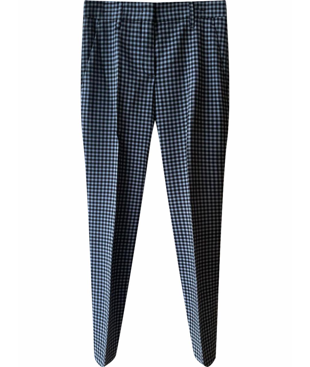 PRADA Голубые шерстяные брюки узкие, фото 1