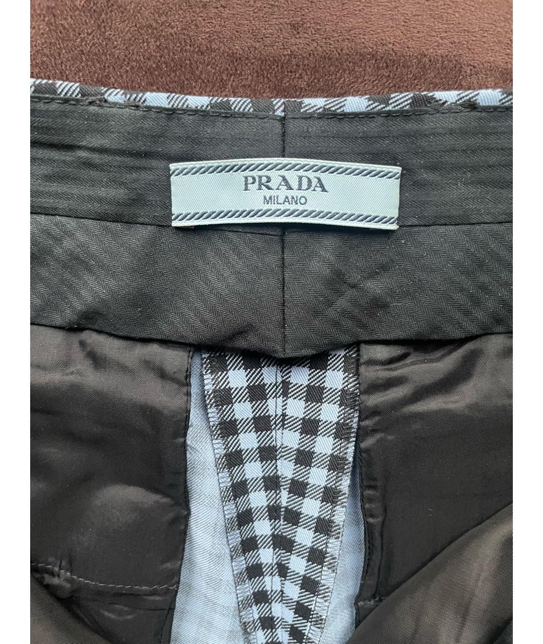 PRADA Голубые шерстяные брюки узкие, фото 3