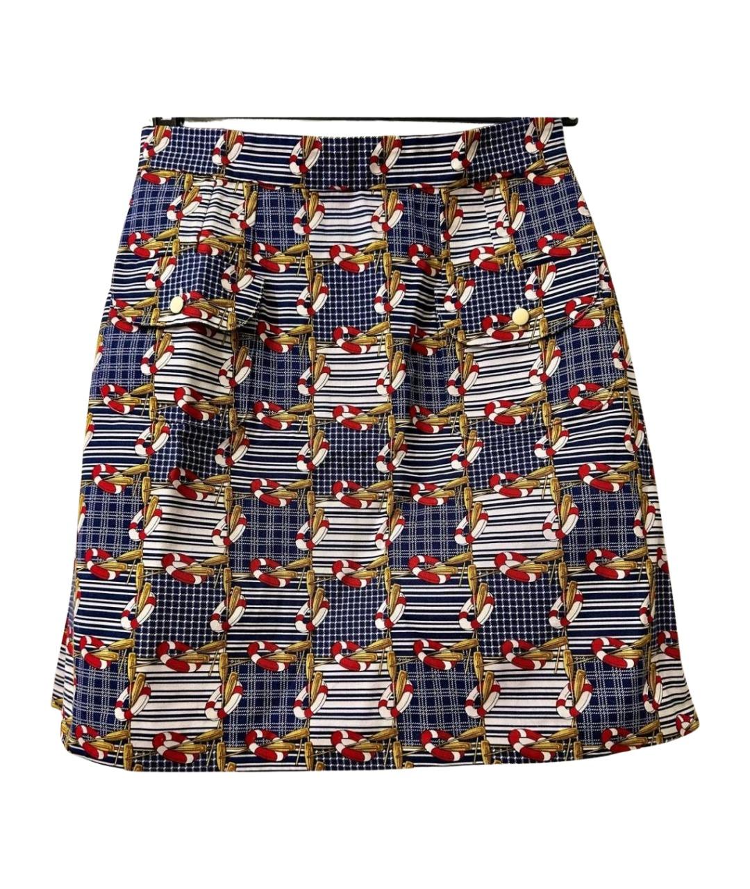 DOLCE&GABBANA Темно-синяя хлопковая юбка мини, фото 2