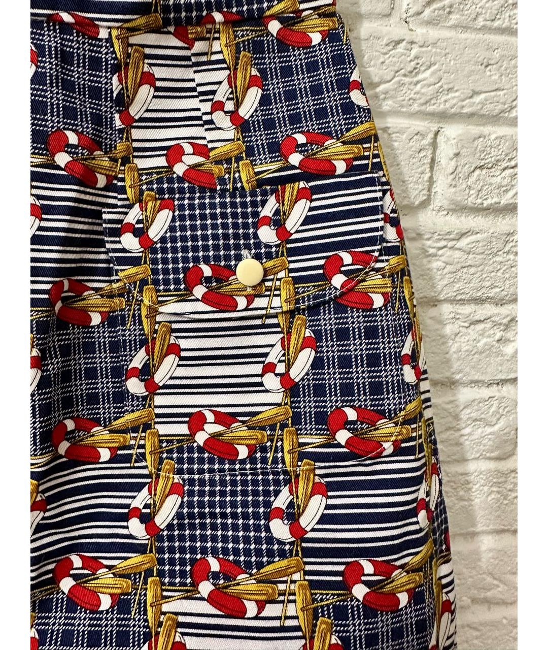 DOLCE&GABBANA Темно-синяя хлопковая юбка мини, фото 4