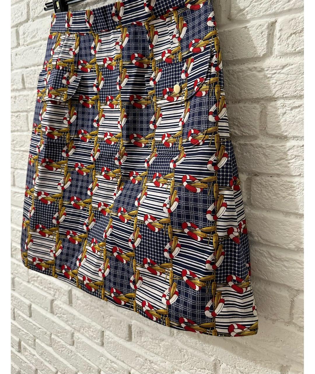 DOLCE&GABBANA Темно-синяя хлопковая юбка мини, фото 3