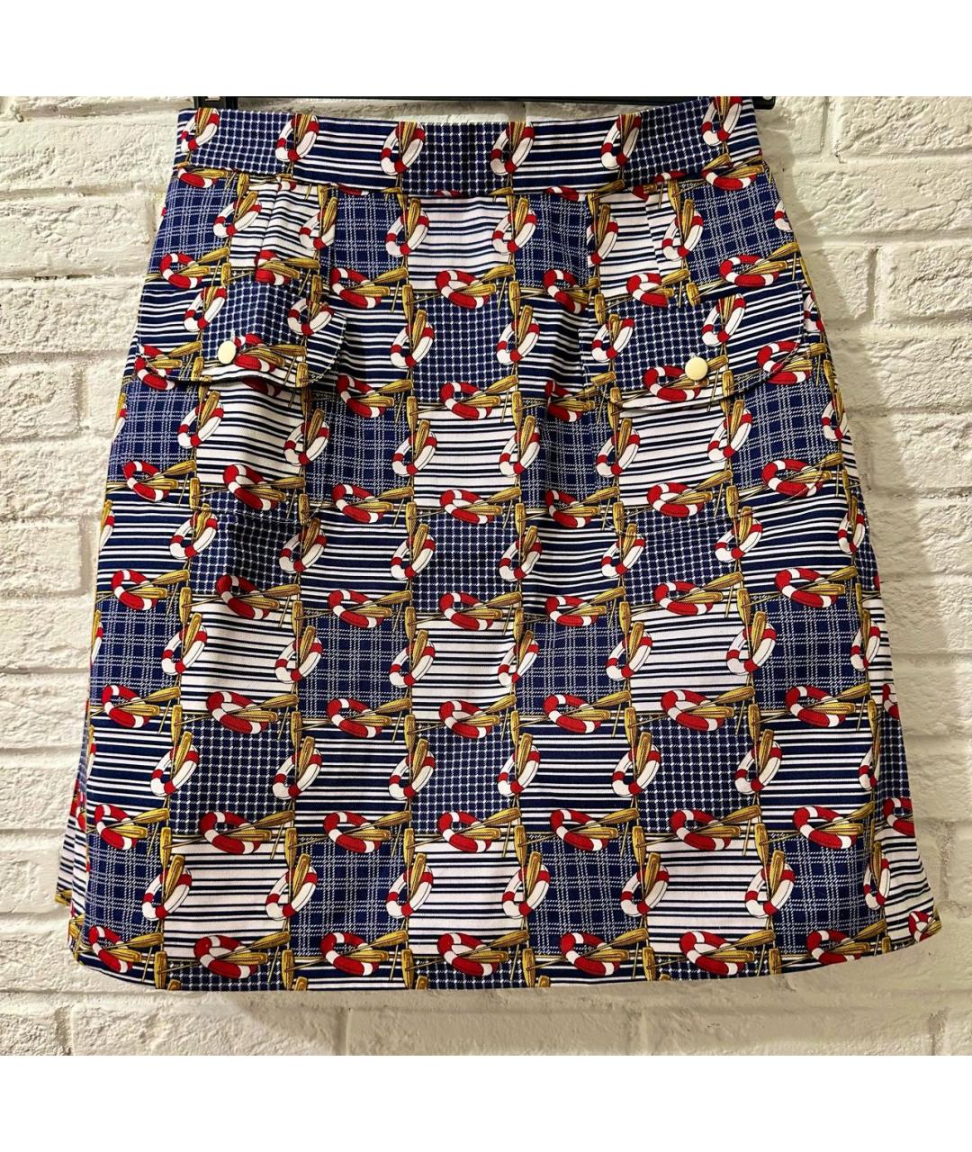 DOLCE&GABBANA Темно-синяя хлопковая юбка мини, фото 8