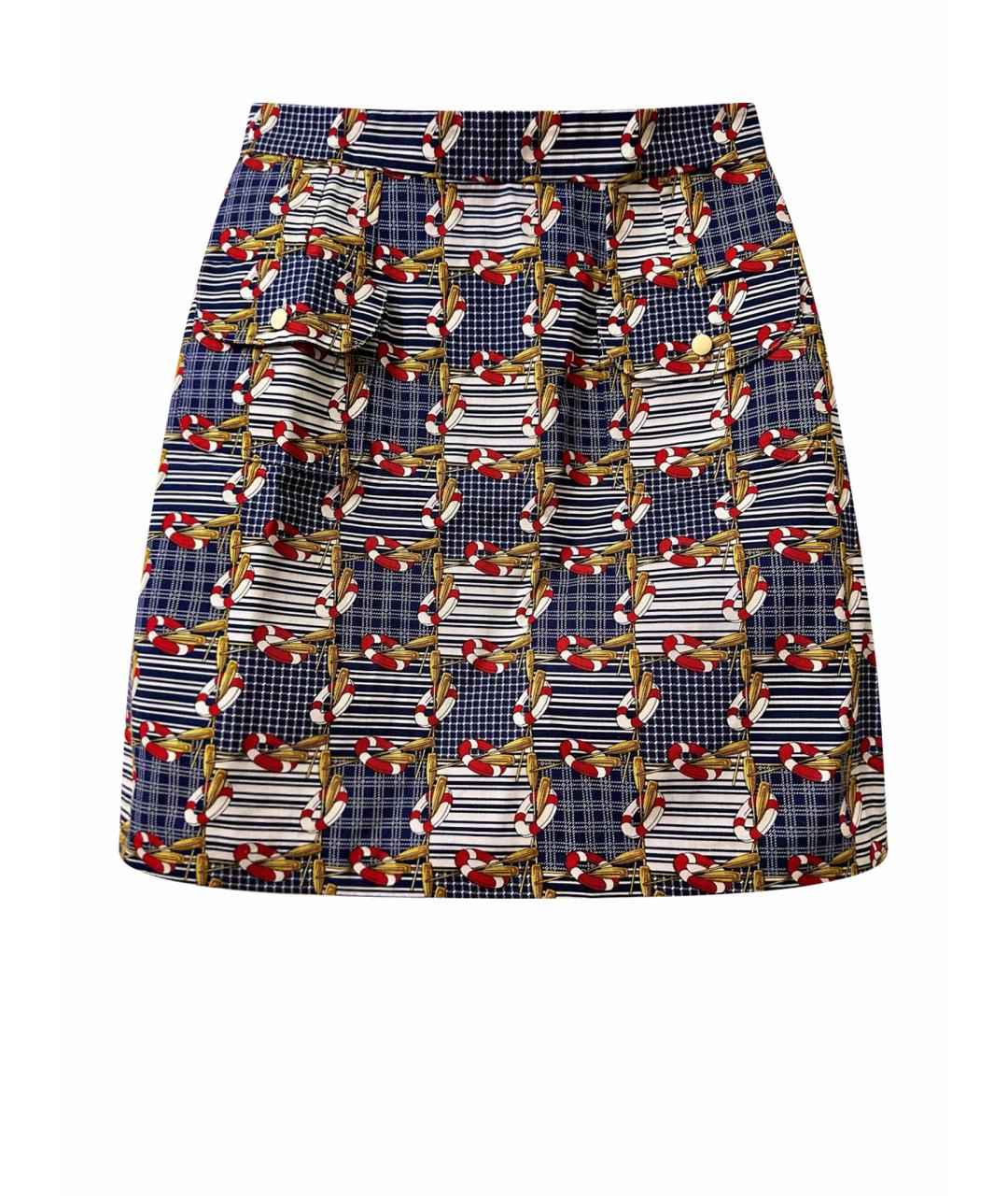 DOLCE&GABBANA Темно-синяя хлопковая юбка мини, фото 1