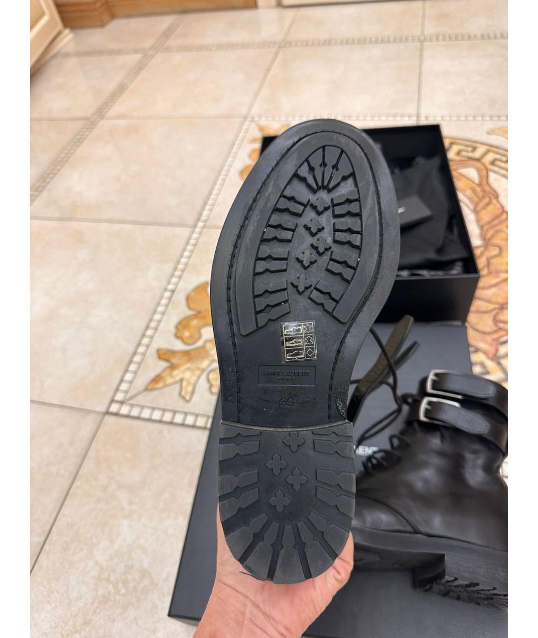 SAINT LAURENT Черные кожаные ботинки, фото 3