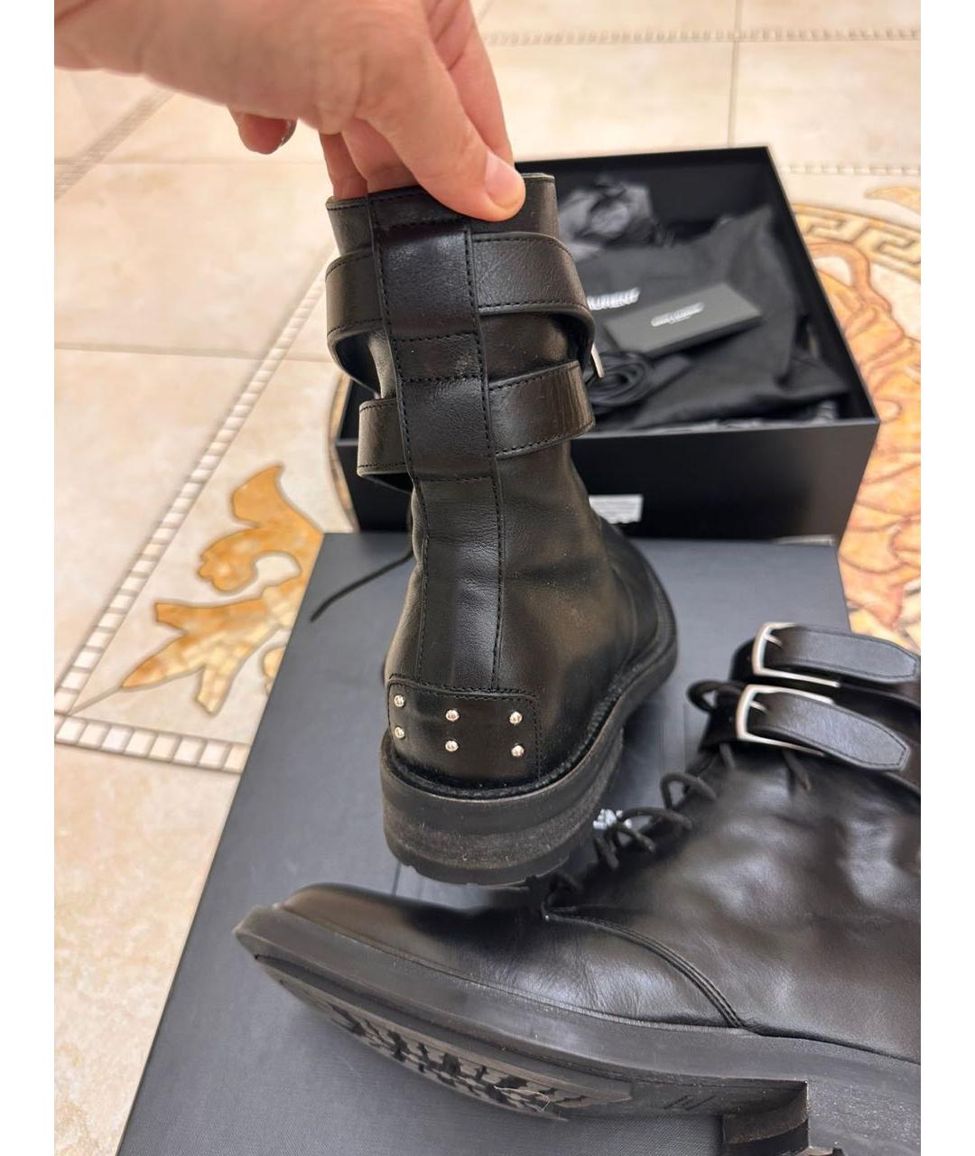 SAINT LAURENT Черные кожаные ботинки, фото 2