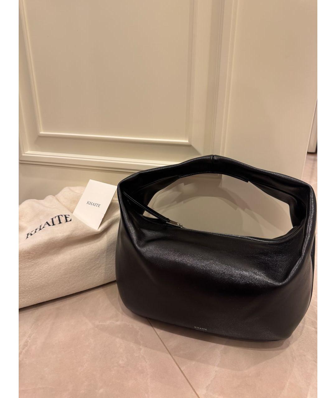 KHAITE Черная кожаная сумка с короткими ручками, фото 2