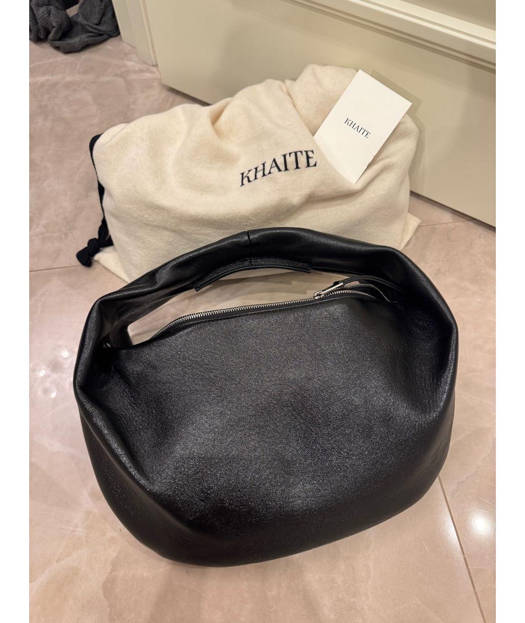 KHAITE Черная кожаная сумка с короткими ручками, фото 3