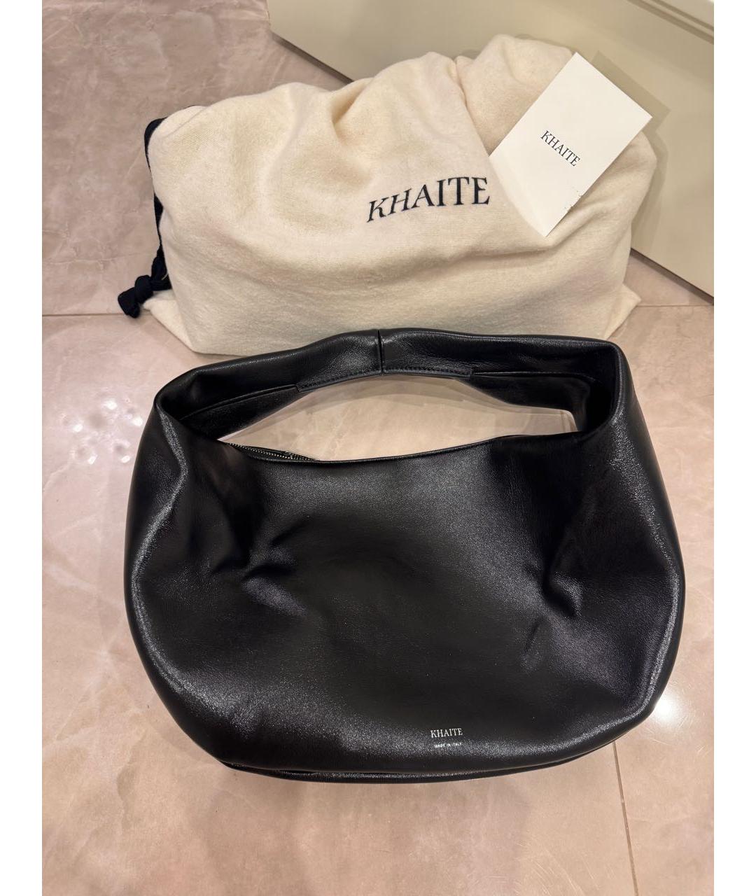KHAITE Черная кожаная сумка с короткими ручками, фото 5