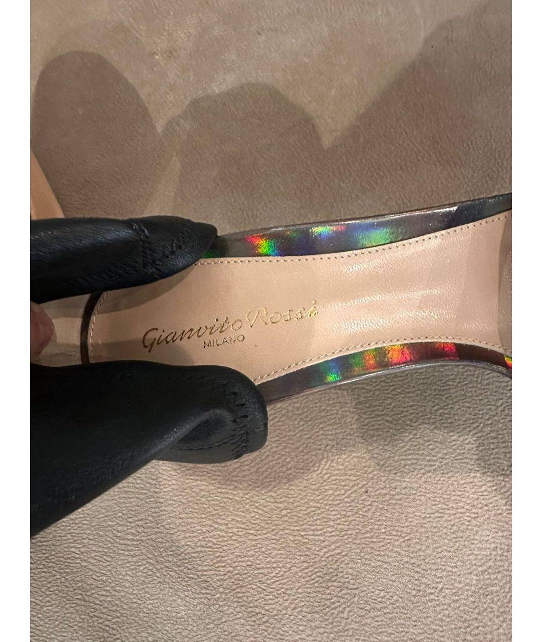 GIANVITO ROSSI Серебряные кожаные босоножки, фото 4