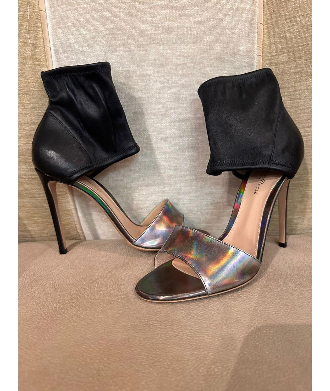 GIANVITO ROSSI Серебряные кожаные босоножки, фото 2