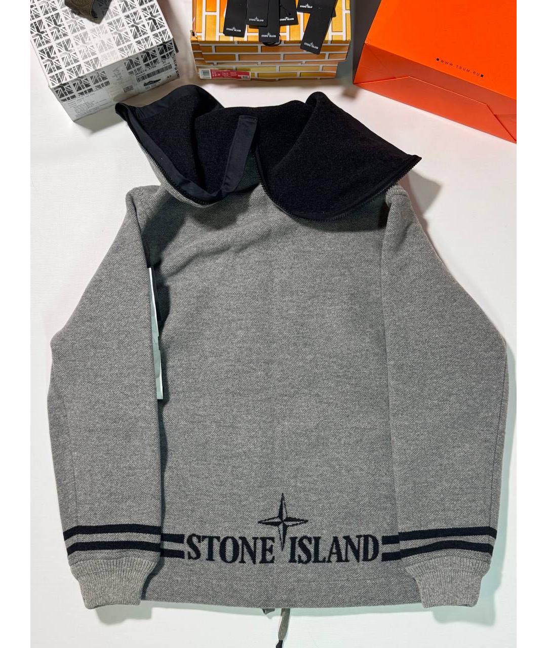 STONE ISLAND Серая шерстяная куртка, фото 2