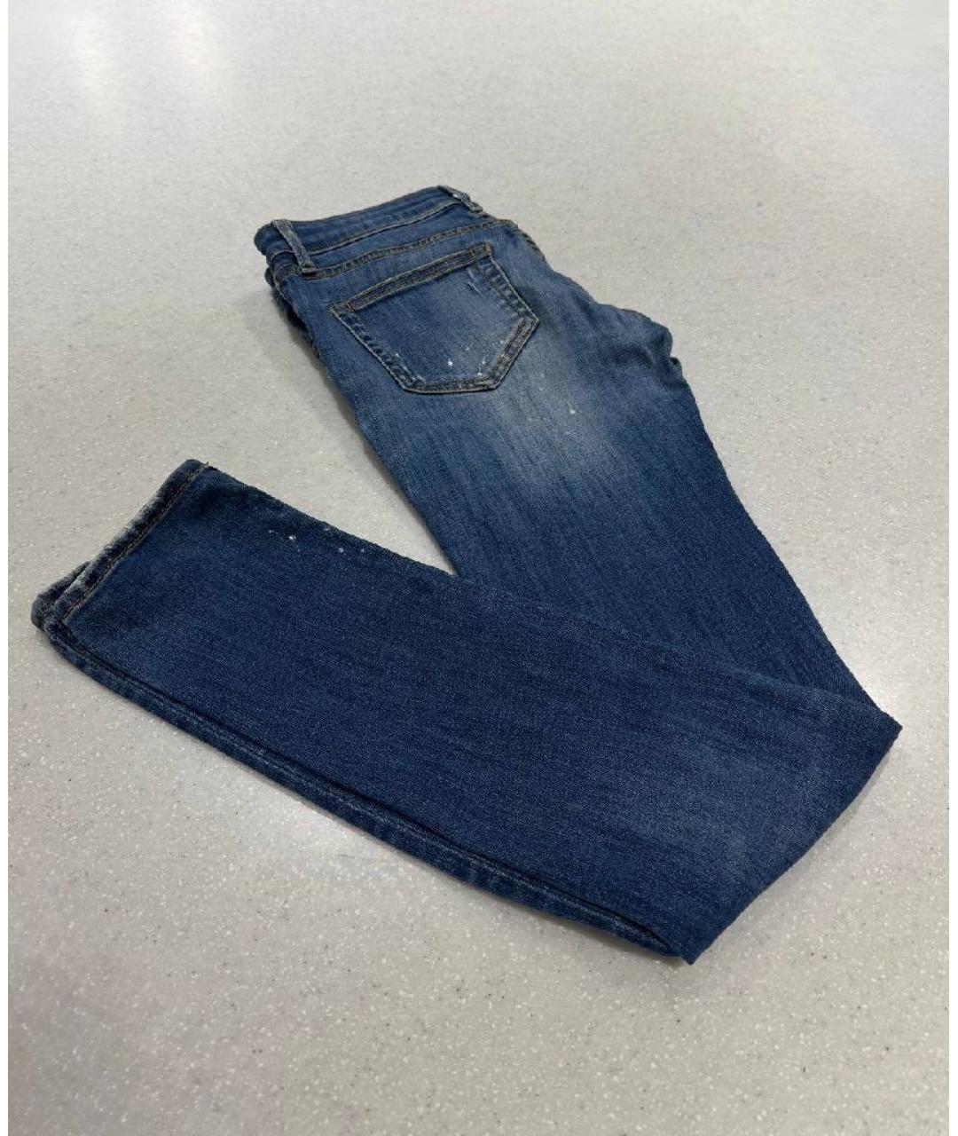 R13 Синие хлопко-эластановые джинсы слим, фото 6