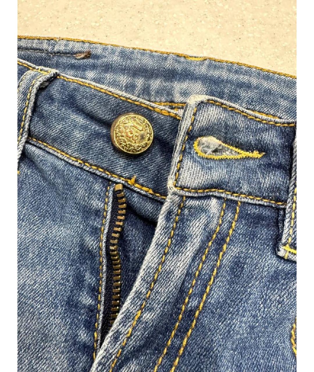 R13 Синие хлопко-эластановые джинсы слим, фото 3