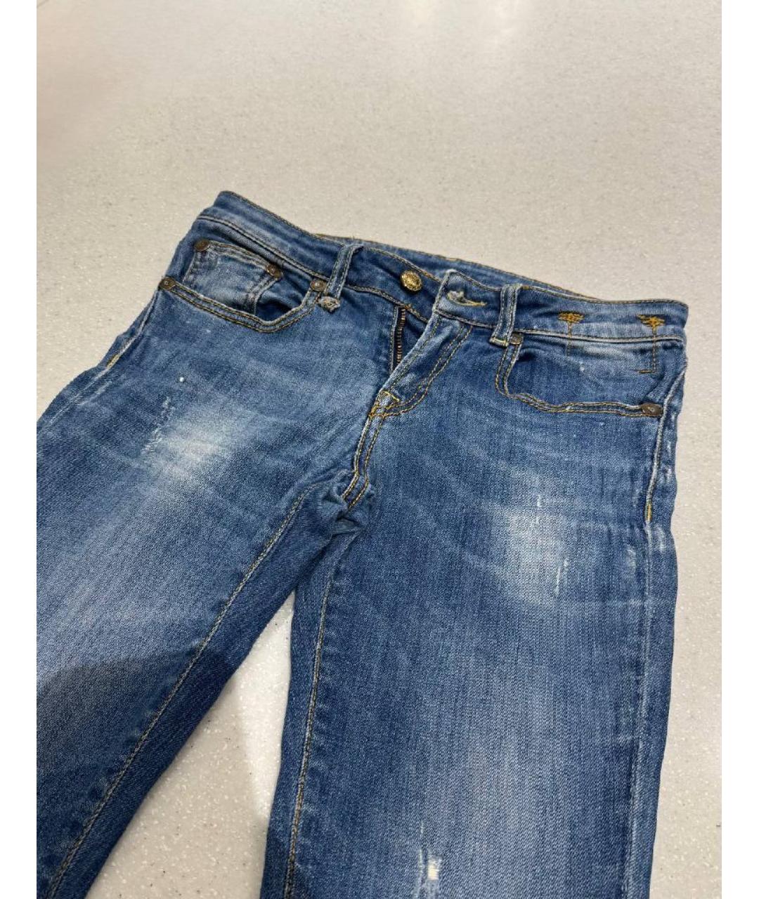 R13 Синие хлопко-эластановые джинсы слим, фото 4