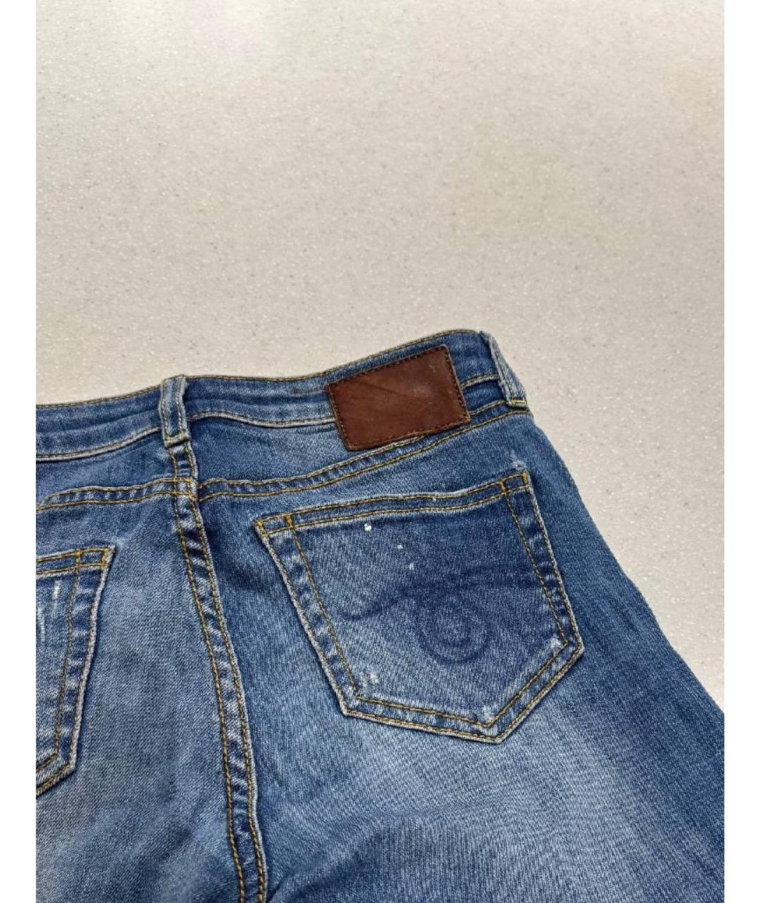 R13 Синие хлопко-эластановые джинсы слим, фото 8