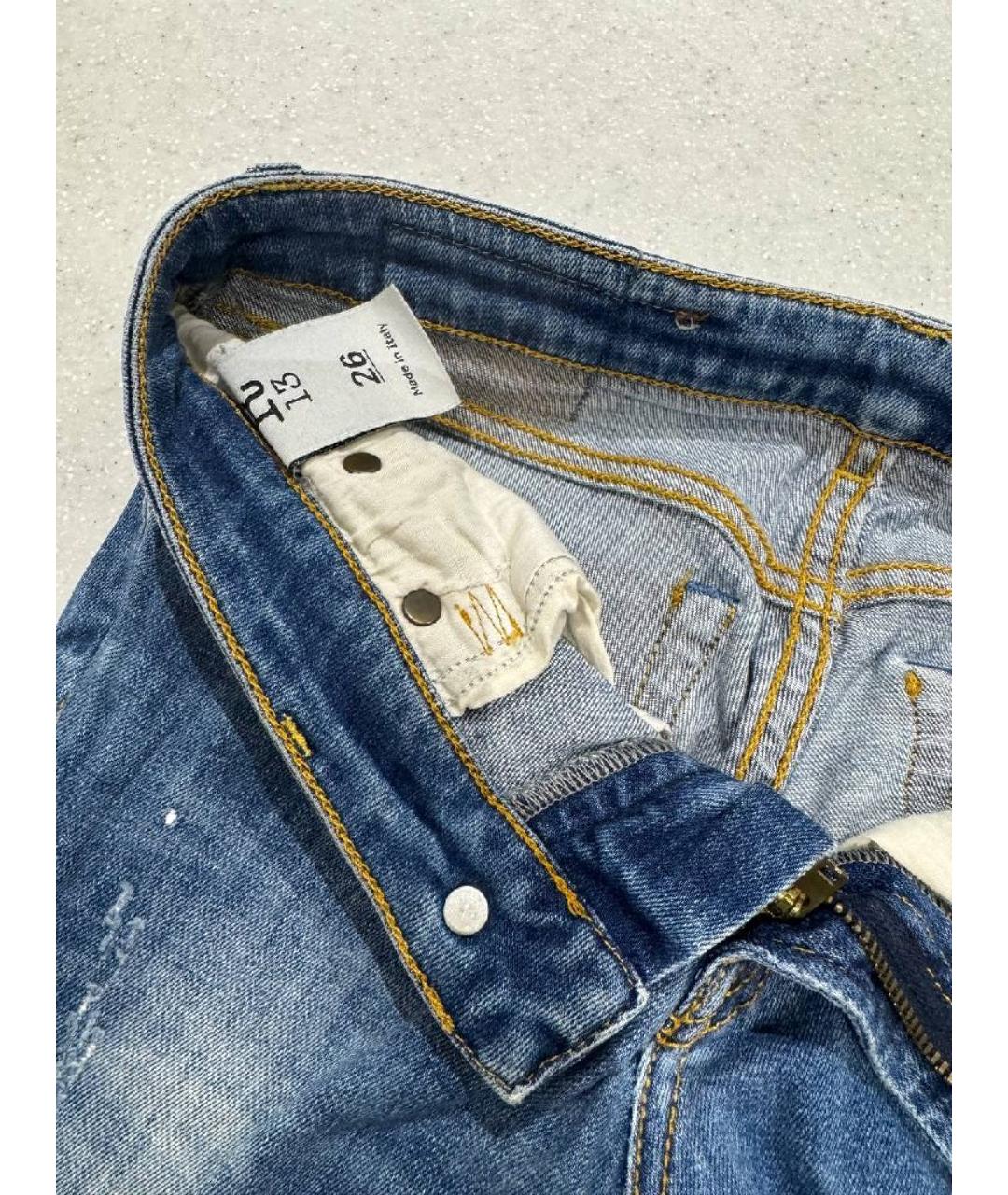 R13 Синие хлопко-эластановые джинсы слим, фото 9