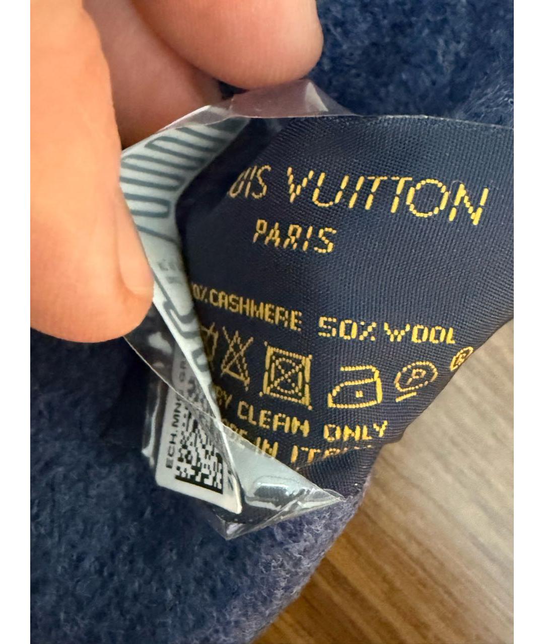 LOUIS VUITTON Темно-синий кашемировый шарф, фото 4