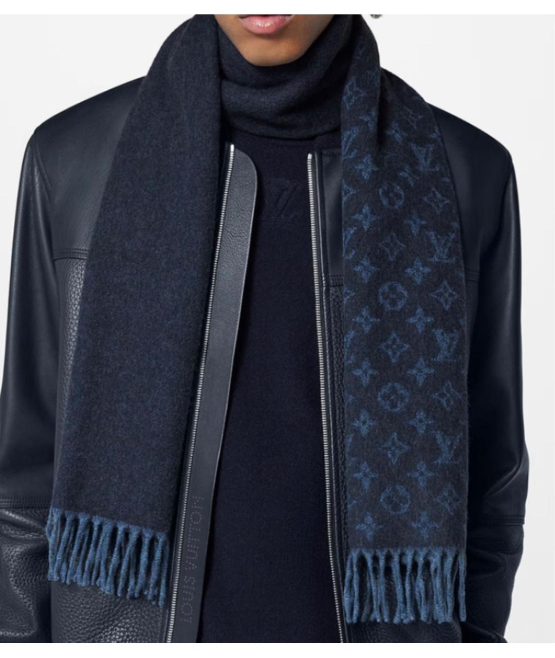 LOUIS VUITTON Темно-синий кашемировый шарф, фото 2