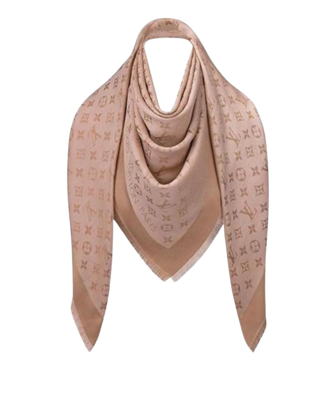 LOUIS VUITTON Бежевый шелковый шарф, фото 1