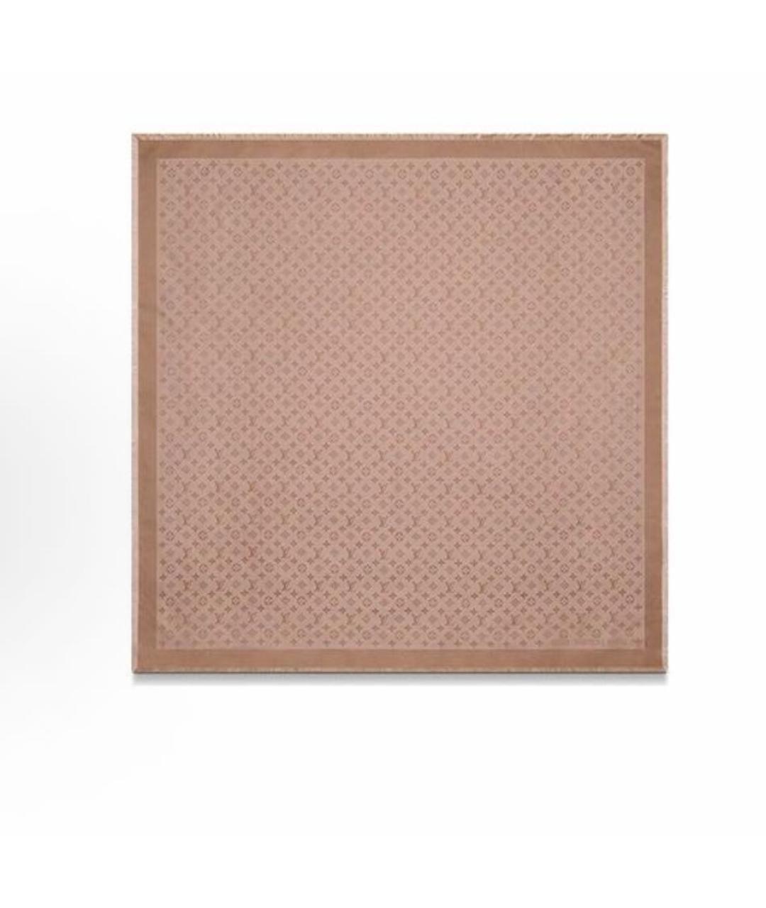 LOUIS VUITTON Бежевый шелковый шарф, фото 3