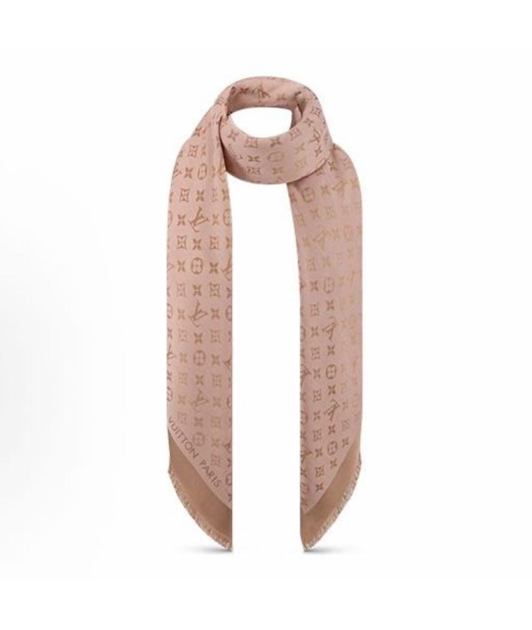 LOUIS VUITTON Бежевый шелковый шарф, фото 2