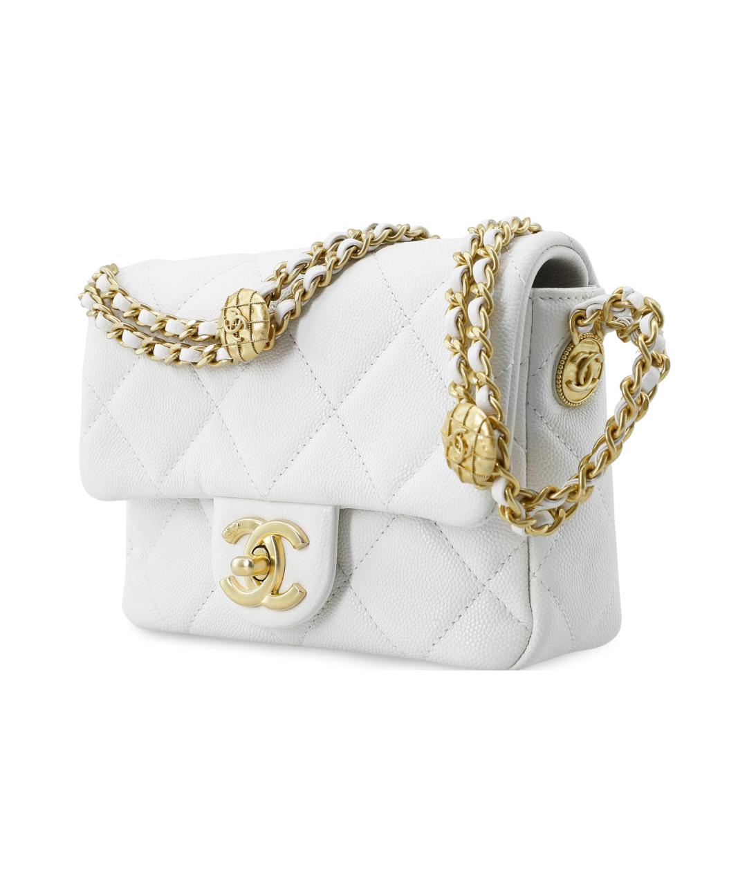 CHANEL Белая кожаная сумка через плечо, фото 2