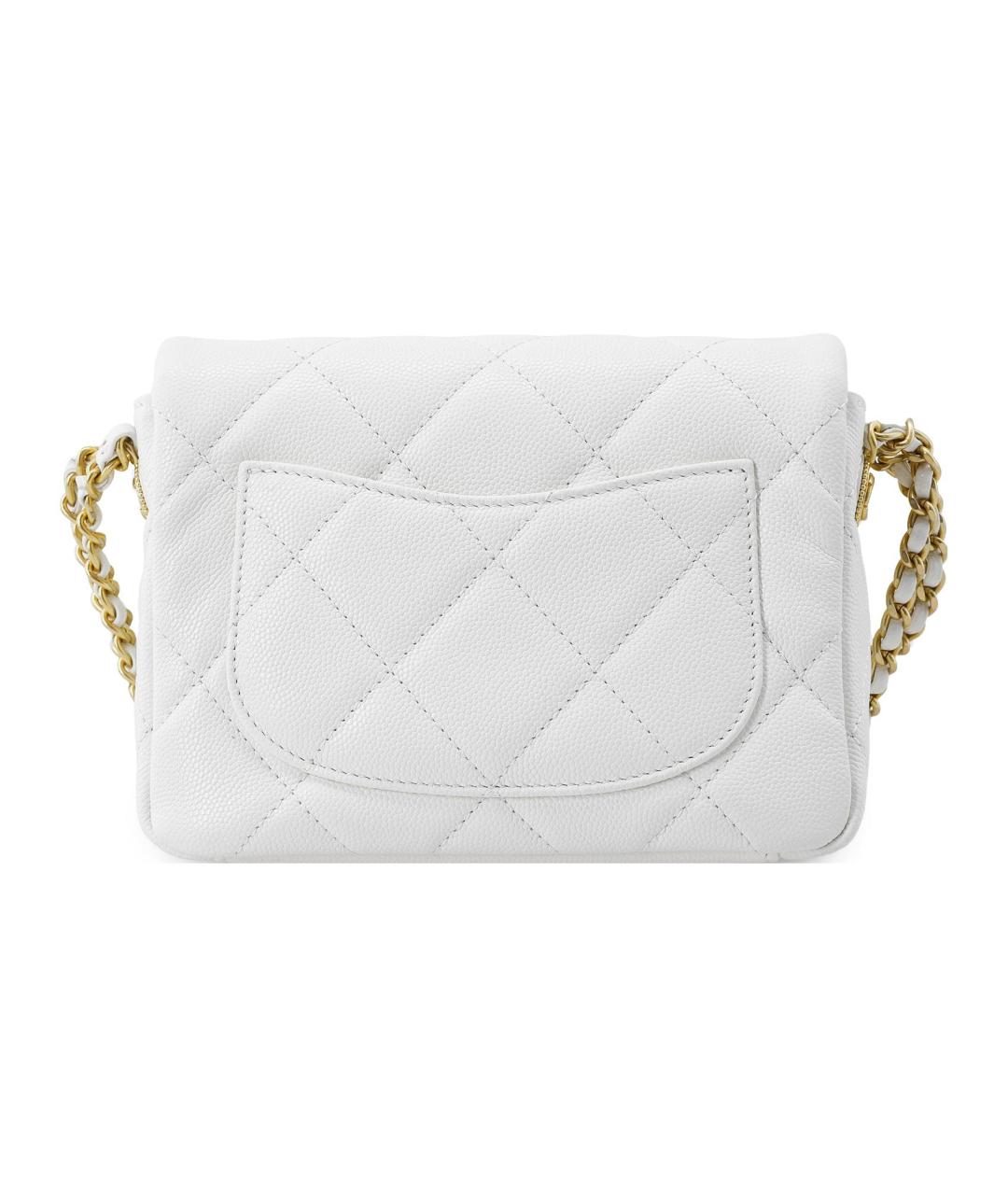 CHANEL Белая кожаная сумка через плечо, фото 3