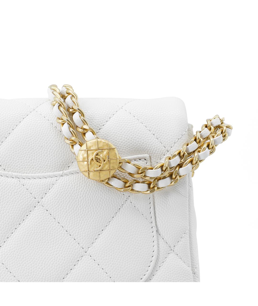 CHANEL Белая кожаная сумка через плечо, фото 6